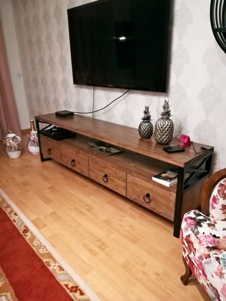 Ahşap 4 Çekmeceli Raflı TV Sehpası - Wts50 - 2