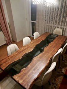 Ahşap Camlı Nehir Yemek Masası 8 Kişilik - Wts53 - 3