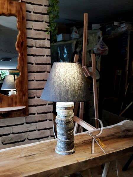 Ceviz Ağacı Dilimi Tasarım Abajur - TT30 - 1