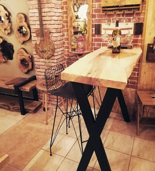 Doğal Ağaç Bar Masası - 120x55 cm - RTL157-108 - 1