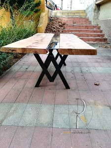 Doğal Kenarlı Ardıç Kütüğü Nehir Masa . 200x110 cm - BF01-01 - 3