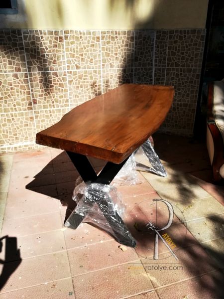 Doğal Kütük Masa . Tek Parça 140x50 cm - QF01-02 - 1
