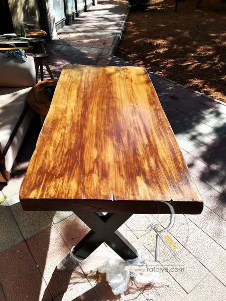 Doğal Kütük Masa . Tek Parça 140x65 cm - QF01-01 - 2