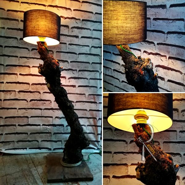 Doğal Meşe Kütük Köşe Lambader - BL03-03 - 4