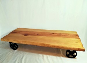 Döküm Tekerli Çam Kütük Sehpa - 125 cm Naturel - DTS01 - 2