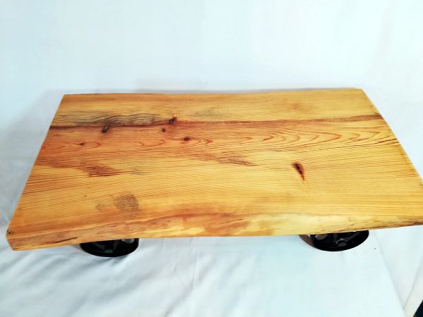 Döküm Tekerli Çam Kütük Sehpa - 80 cm Naturel - DTS03 - 3