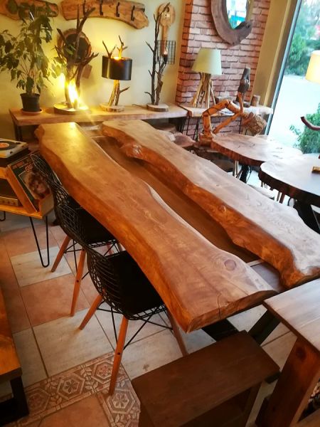 Kestane Ağacı Saksılı Kütük Masa - 200x80 cm - RTL157-101 - 1