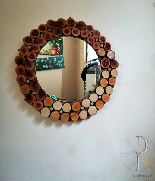Kütük Dilimli Yuvarlak Ayna - 35 cm - QA01-07 - 1