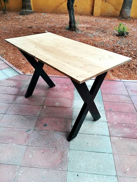 Masif Ahşap Masa - 120x60 cm - Açık Meşe - X Ayak - SF01-03 - 2