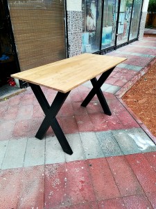 Masif Ahşap Masa - 120x60 cm - Açık Meşe - X Ayak - SF01-03 - 5