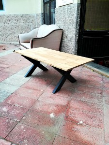 Masif Ahşap Orta Sehpa - 120x60 cm - Açık Meşe - X Ayak - SF02-06 - 2