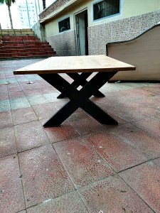 Masif Ahşap Orta Sehpa - 120x60 cm - Açık Meşe - X Ayak - SF02-06 - 3