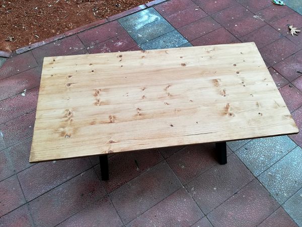 Masif Ahşap Orta Sehpa - 120x60 cm - Açık Meşe - X Ayak - SF02-06 - 5