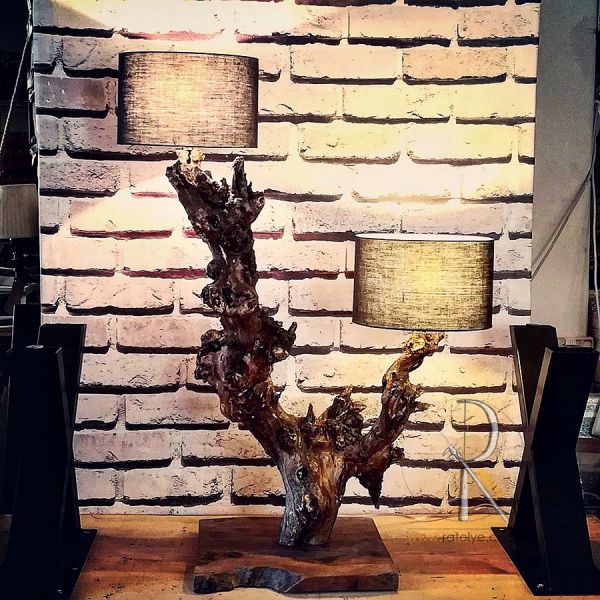 Meşe 2li Lambader Abajur 90 cm - BL02-07 - 1