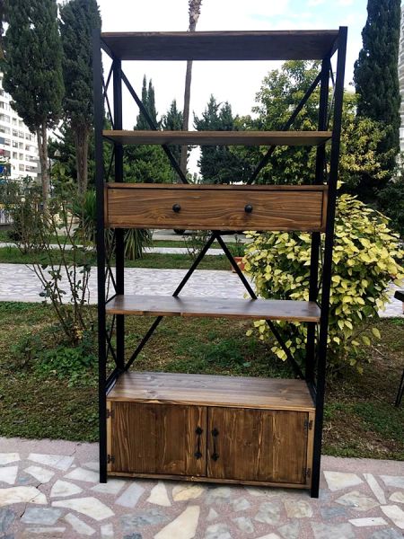 Metal Ahşap Çekmeceli Kitaplık - Rmk1 - 1