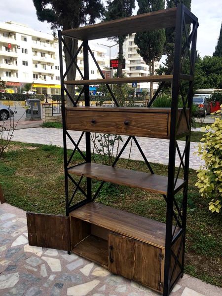 Metal Ahşap Çekmeceli Kitaplık - Rmk1 - 2