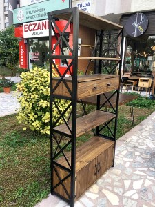 Metal Ahşap Çekmeceli Kitaplık - Rmk1 - 3