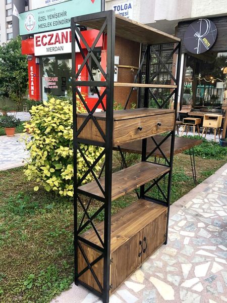 Metal Ahşap Çekmeceli Kitaplık - Rmk1 - 3