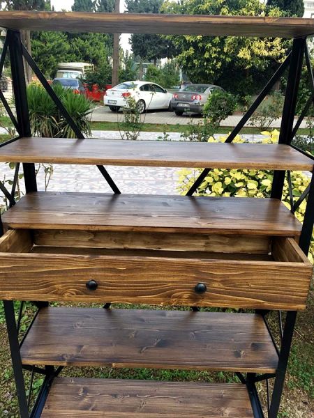 Metal Ahşap Çekmeceli Kitaplık - Rmk1 - 5