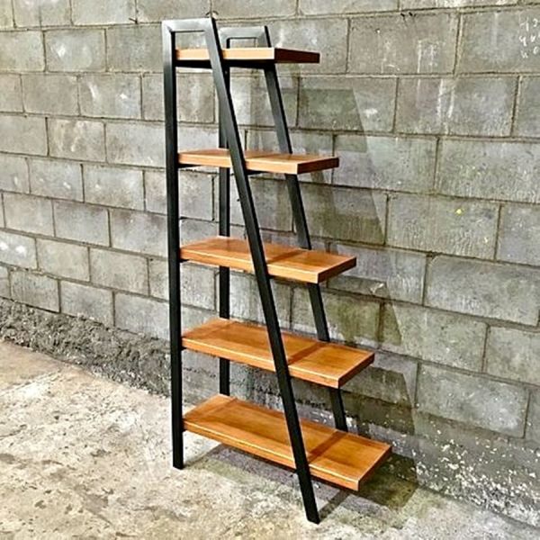Metal Ahşap Yarı Piramit Kitaplık - Bsh5 - 2