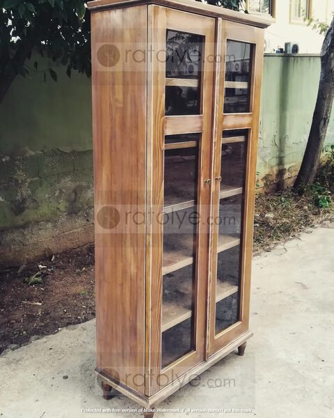 Cam Kapaklı Eskitme Ahşap Dolap - RBD017 - 3