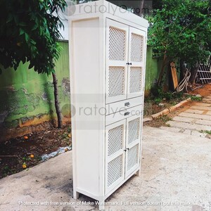 Seperatör Kapaklı Beyaz Ahşap Dolap - RBD018 - 2