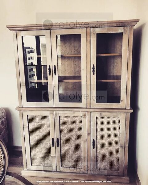 Eskitme Masif Ahşap Hazeranlı Büfe - RBD019 - 3