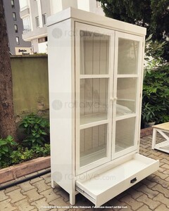 Camlı Kapaklı Beyaz Ahşap Dolap - RBD025 - 3