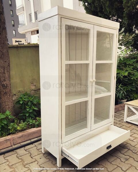 Camlı Kapaklı Beyaz Ahşap Dolap - RBD025 - 3