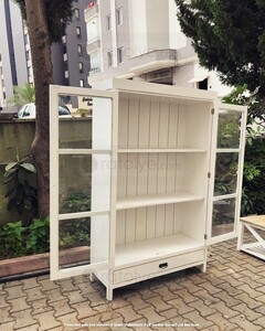 Camlı Kapaklı Beyaz Ahşap Dolap - RBD025 - 4