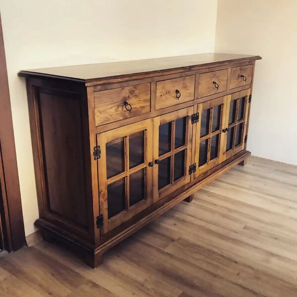 Masif Ahşap Camlı Konsol - RKN014 - 2