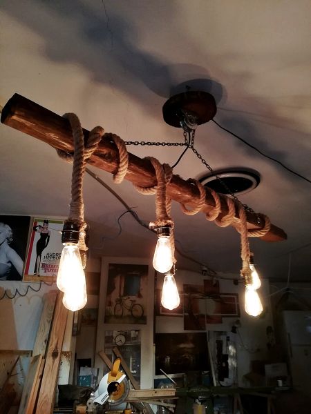 Rustik Kalın Halatlı 150 cm Kütük Avize - ALR005 - 2