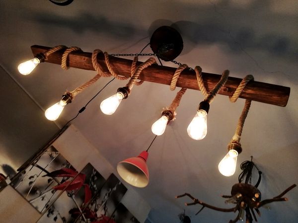 Rustik Kalın Halatlı 150 cm Kütük Avize - ALR005 - 3
