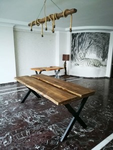 Saksılı Doğal Ağaç Kütük Masa 200 cm - RTL157-114 - 2