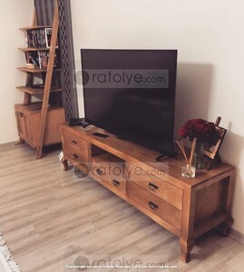 Masif Ahşap 6 Çekmeceli TV Sehpası - RTV013 - 2