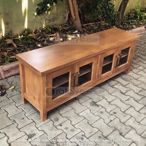 Masif Ahşap Camlı TV Sehpası - RTV019 - 4