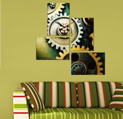 4 Parçalı Tablo Saat - Gears - 1