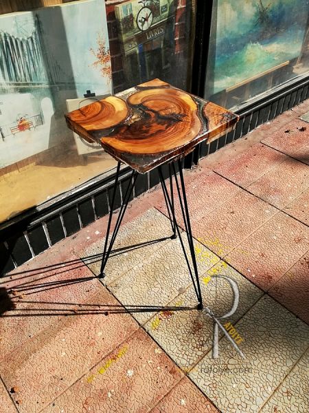 Zeytin Kütüğü Epoksi Kare Sehpa . 30 cm - CF02-04T - 1