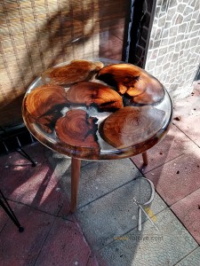 Zeytin Kütüğü Epoksi Yan Sehpa . 30 cm - CF02-03Z01 - 2